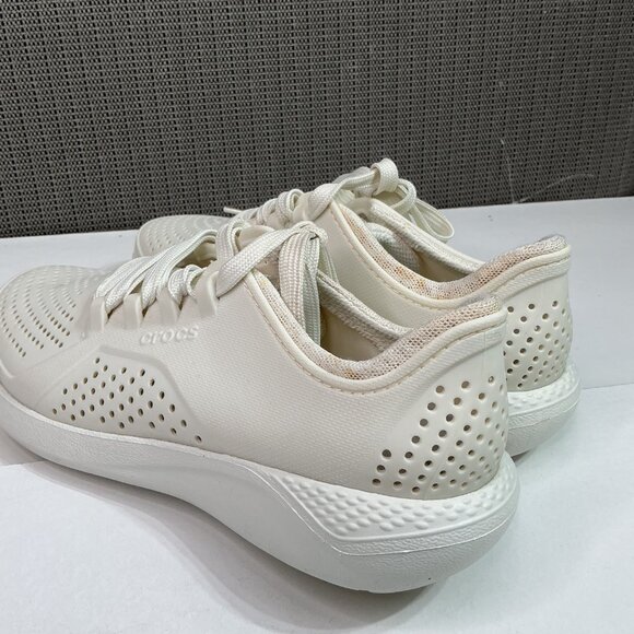 LiteRide By Crocs Womens White Perforated Sneakers W8 Lightweight & Breathable - Picture 4 of 9